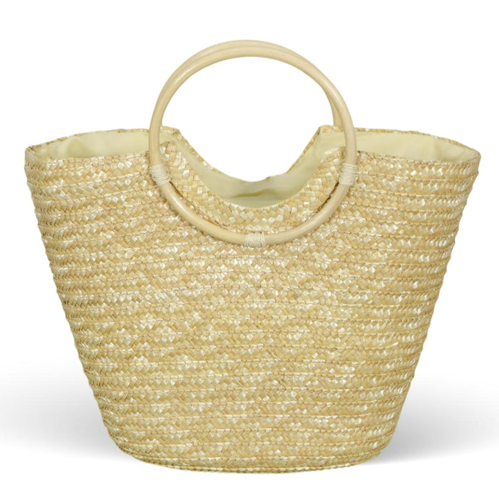 Borsa mare donna Paviera naturale in paglia intrecciata con manici tondi rattan