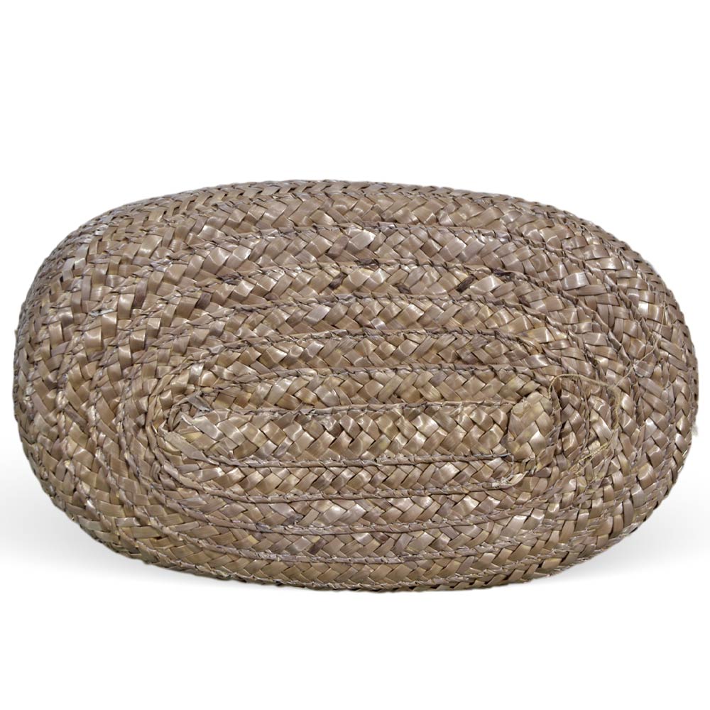 Borsa mare donna Paviera noce in paglia intrecciata con manici tondi in rattan