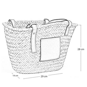 Borsa mare Erba Spring paglia intrecciata con manici in cuoio 29x14x28 cm grande