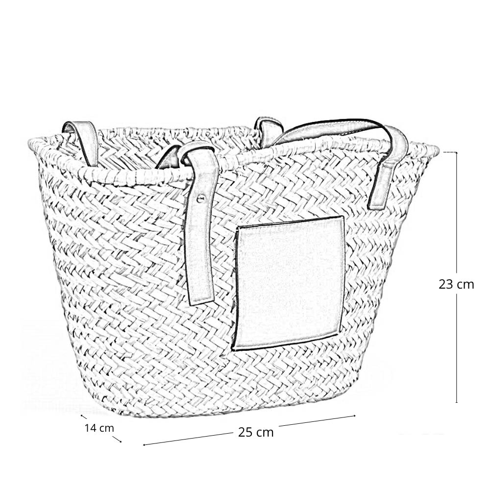 Borsa mare Erba Spring paglia intrecciata con manici in cuoio 25x14x23 cm media