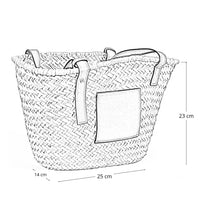 Borsa mare Erba Spring paglia intrecciata con manici in cuoio 25x14x23 cm media