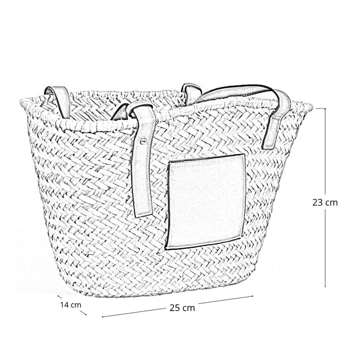 Borsa mare Erba Spring paglia intrecciata con manici in cuoio 25x14x23 cm media