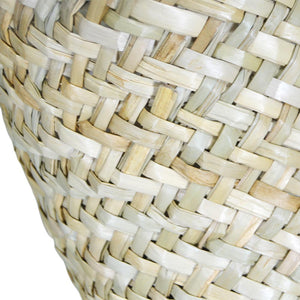 Borsa mare Erba Spring paglia intrecciata con manici in cuoio 25x14x23 cm media