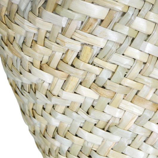 Borsa mare Erba Spring paglia intrecciata con manici in cuoio 25x14x23 cm media