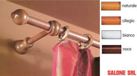 BASTONE TENDA LEGNO NOCE MM.23 LUNGHEZZA CM.140 CON 2 SUPPORTI DA CM.15 A STRAPPO
