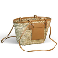 Borsa donna estiva Erba Summer paglia intrecciata con tracolla in cuoio marrone