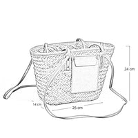 Borsa donna estiva Erba Summer paglia intrecciata con tracolla in cuoio marrone