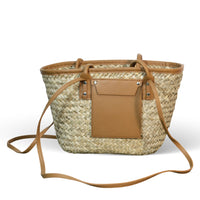 Borsa donna estiva Erba Summer paglia intrecciata con tracolla in cuoio marrone