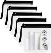 Pacco di 5 sacchetti a rete Volo, 20x20cm Bagaglio a mano autorizzato dall'aeroporto Transparante, Contenitore per liquidi, Borsa per toilette Transparante, Borsa cosmetici da viaggio Transparante, Borsa impermeabile con maniglia e chiusura ermetica