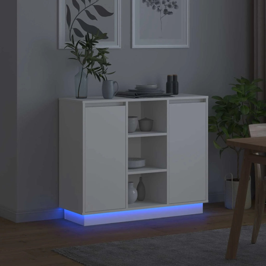 Madia LED Bianco 90 x 32 x 75 cm Legno multistrato 869674