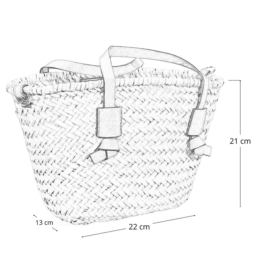 Borsa mare donna Erba in paglia intrecciata con tracolla manici in cuoio marrone
