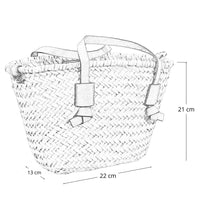 Borsa mare donna Erba in paglia intrecciata con tracolla manici in cuoio marrone