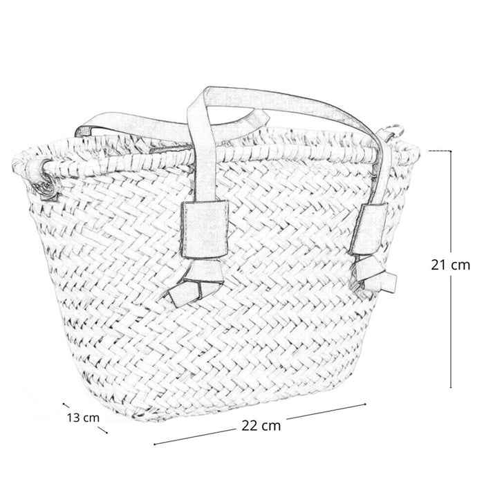 Borsa mare donna Erba in paglia intrecciata con tracolla manici in cuoio marrone