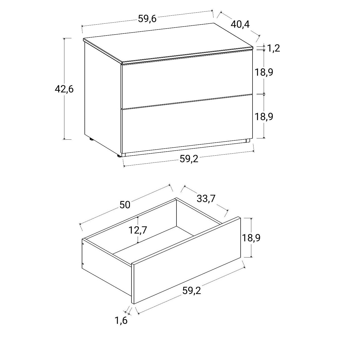 COMODINO FAVORITA 60X41XH43CM CASHMERE.