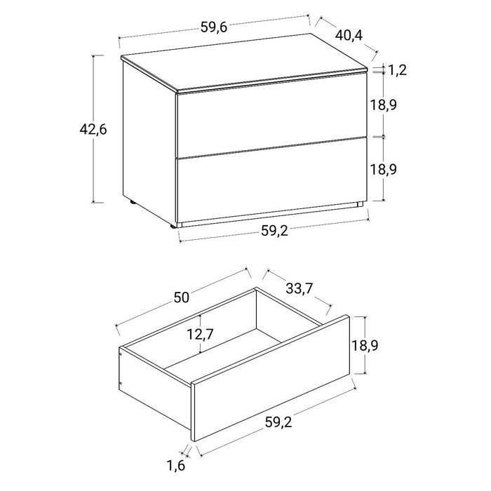 COMODINO FAVORITA 60X41XH43CM CASHMERE.