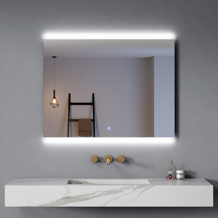 Specchio Bagno 60x80 cm Cornice Led Superiore ed Inferiore Accensione Touch| Dual