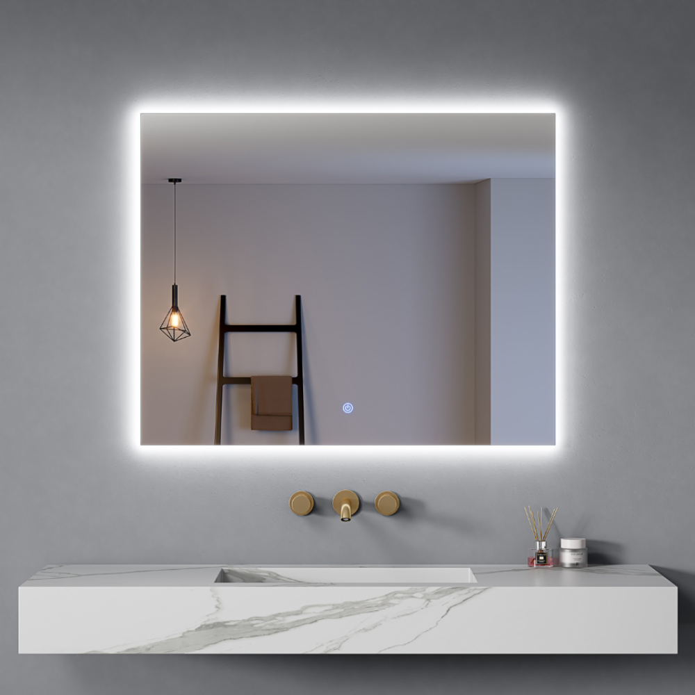 Specchio Led 80x60 cm Retroilluminato Luce Calda/Fredda Accensione Touch| Frame