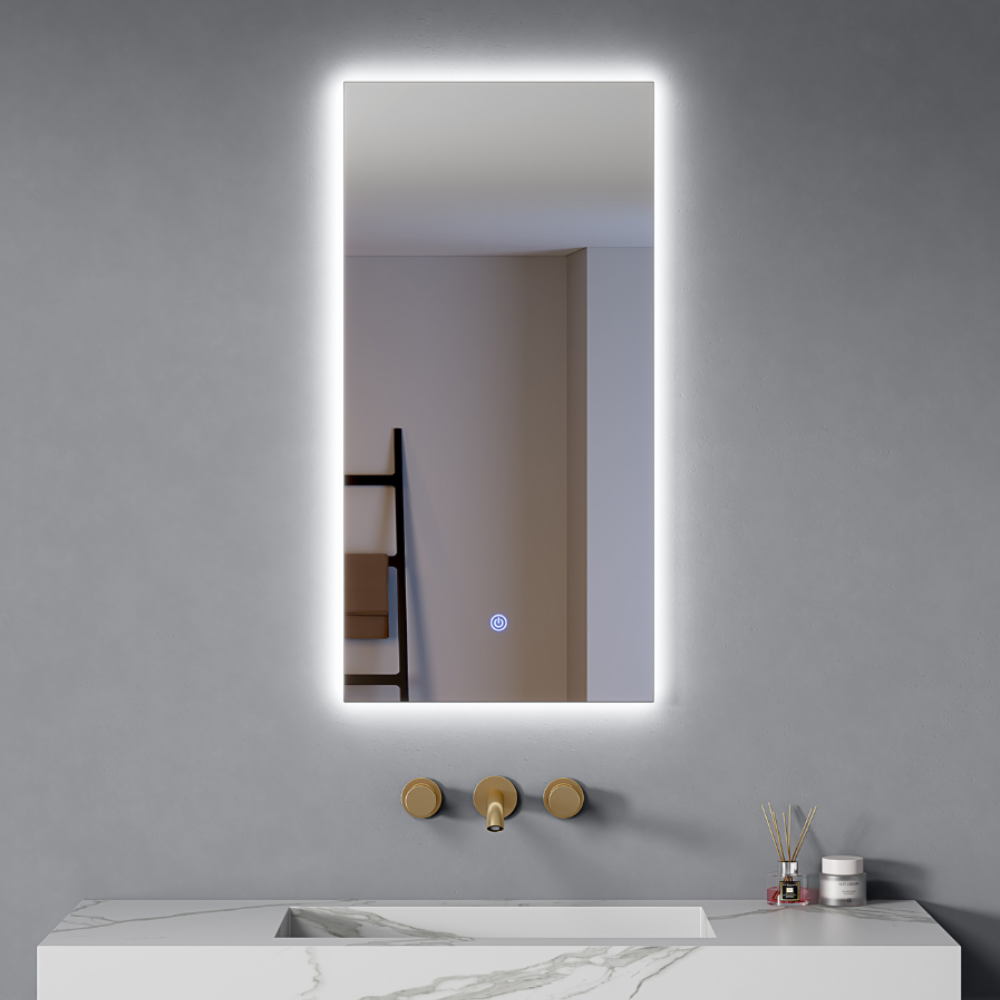 Specchio Led 90x45 Cm Retroilluminato Luce Calda/Fredda Accensione Touch| Edge