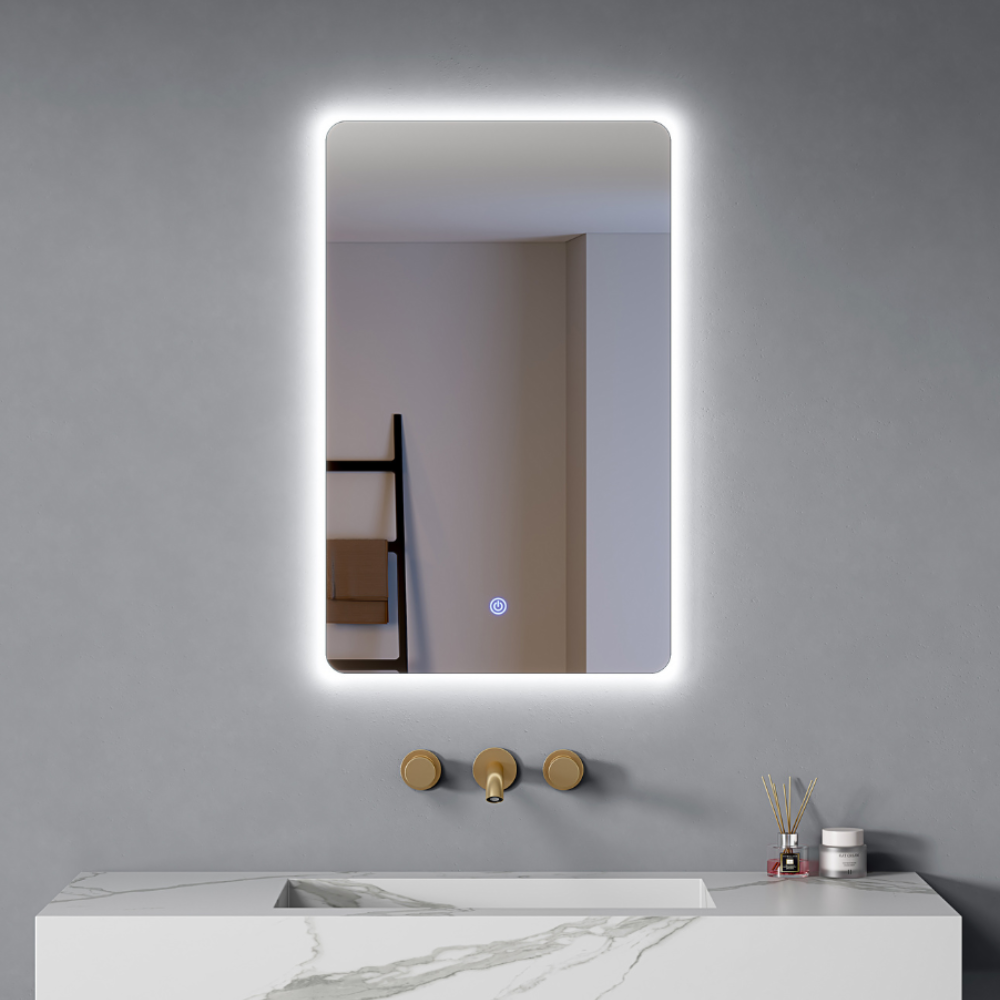 Specchio Led 70x50 Cm Retroilluminato Luce Calda/Fredda sensore Touch| Lumina