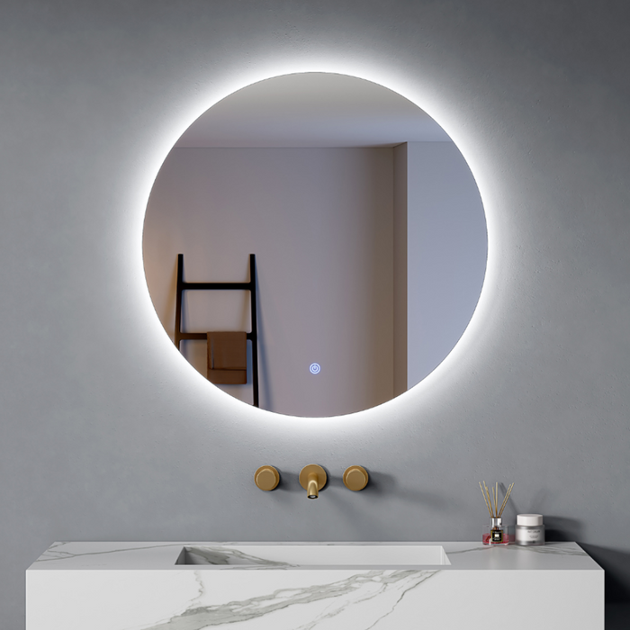 Specchio da Bagno Tondo Ø80 cm luce Led Fredda/Calda accensione Touch| Halo