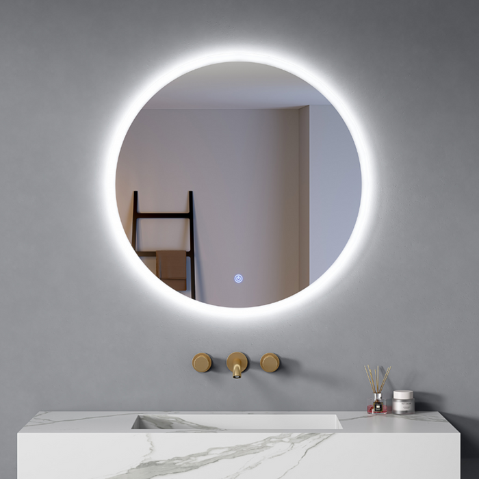 Specchio Led Tondo Ø 60 cm Luce Fredda/Calda Cornice Satinata| Orbis