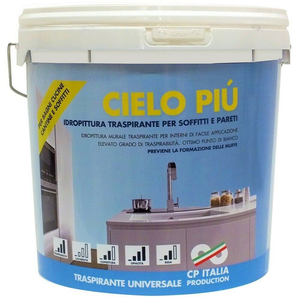 VERNICE IDROPITTURA TRASPIRANTE  SEMILAVABILE 'CIELO PIÃ™' LT.14  BIANCO OPACO