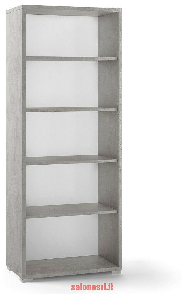 MOBILE LIBRERIA H182 L71 P41 cm FINITURA CEMENTO FONDO BIANCO SARMOG Db351k