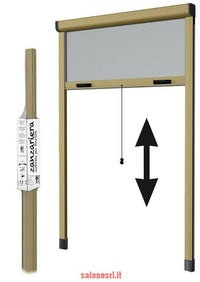 ZANZARIERA VERTICALE RIDUCIBILE 80X170 A RULLO CON FRIZIONE BRONZATA MADE IN ITALY
