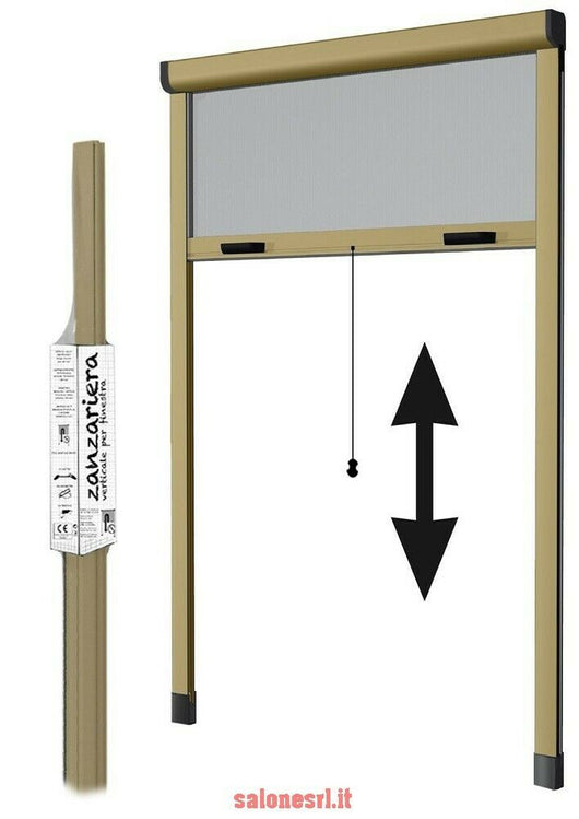 ZANZARIERA VERTICALE RIDUCIBILE 80X170 A RULLO CON FRIZIONE BRONZATA MADE IN ITALY