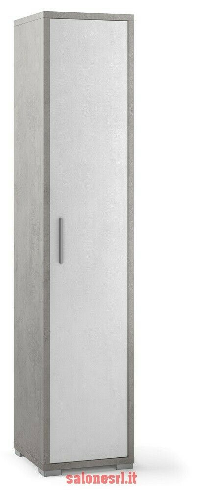 MOBILE COLONNA 1 ANTA H182 L38 P41 cm STRUTTURA CEMENTO FRONTALE BIANCO SARMOG Db364k