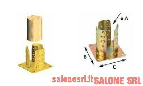 SUPPORTO PIASTRA ANCORAGGIO TONDO 4PZ. PER FISSAGGIO PALI LEGNO D.MM.80X150X150