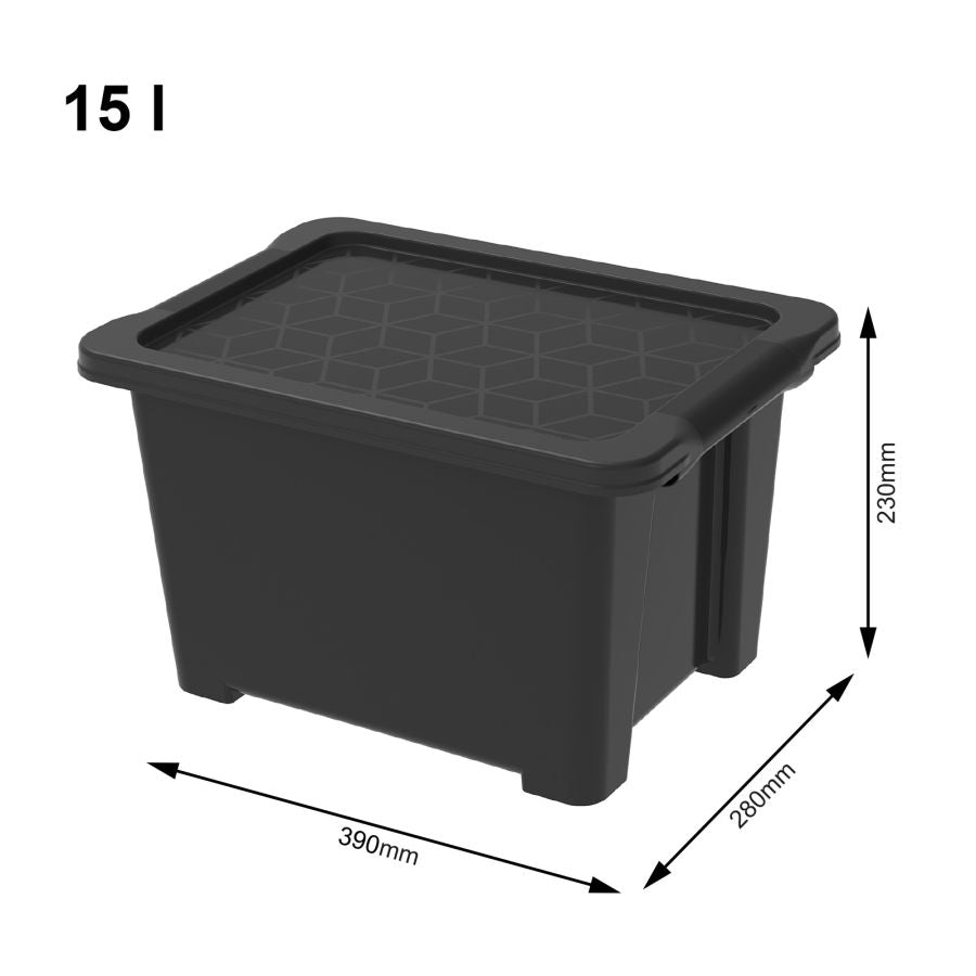 CONTENITORI CON COPERCHIO 15 L EVO EASY STORAGE NERO