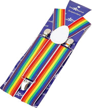 Bretelle Y Adattabili per Adulti e Adolescenti - Bretelle di Festa Ampie a Strisce Arcobaleno