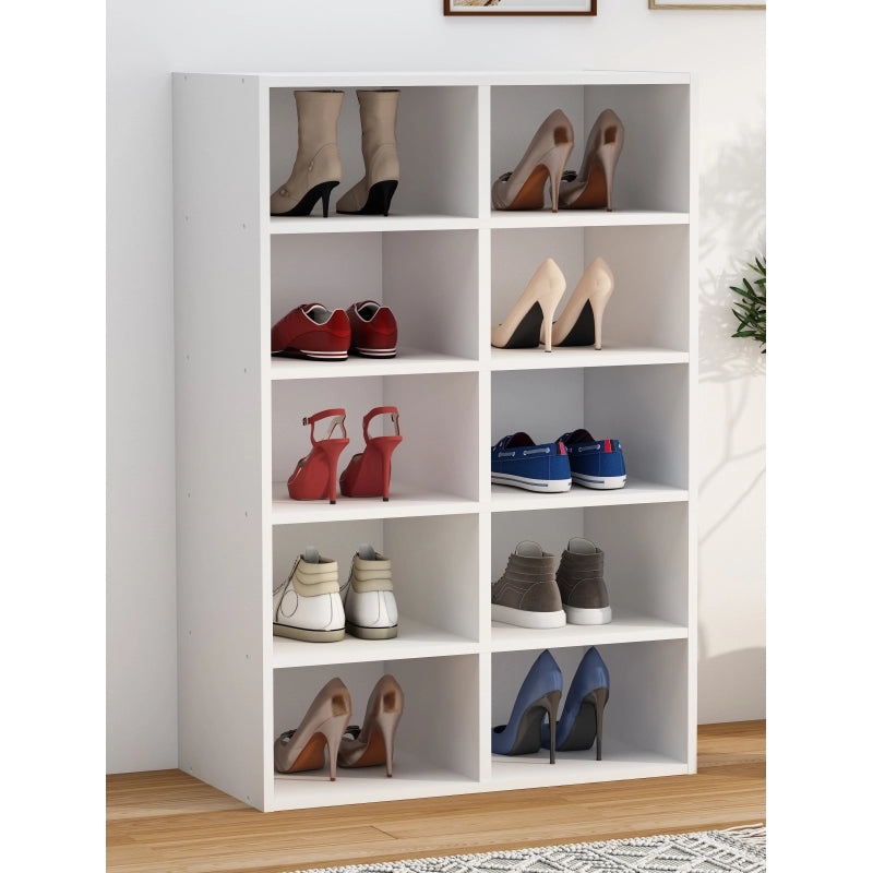 Legno Strong Scarpiera H84 L55 P30 cm Mobile Porta Scarpe Salvaspazio a Ripiani Stabile e Robusto Colore Bianco
