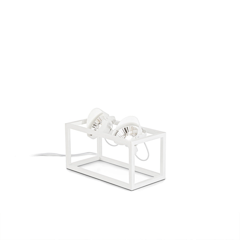 Piantana Industrial-Minimal Audio Metallo Bianco 2 Luci Gu10 10W 3000K H19Cm