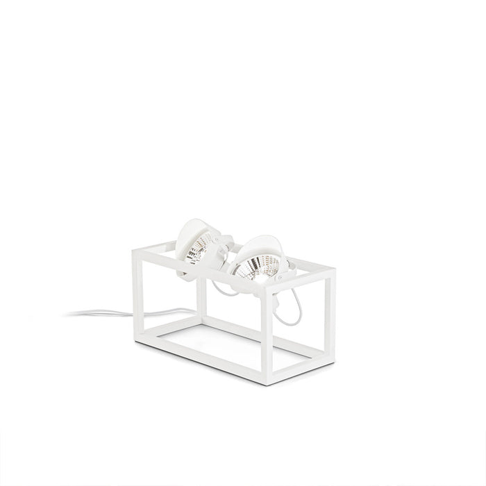 Piantana Industrial-Minimal Audio Metallo Bianco 2 Luci Gu10 10W 3000K H19Cm