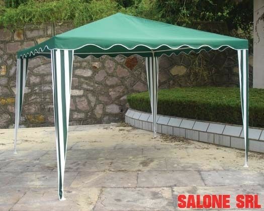GAZEBO IN ACCIAIO VERNICIATO BIANCO TOP VERDE MT.3X3