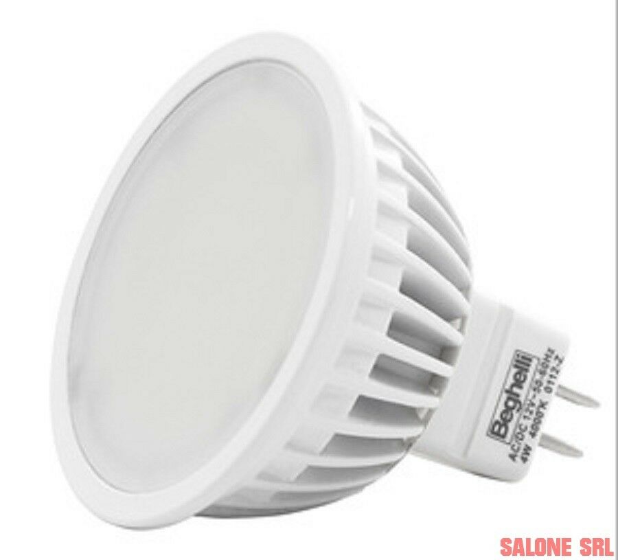 LAMPADA 10PZ BEGHELLI LED 56034 MR16 - 12V W4,0 FREDDA 4000K LAMPADINA