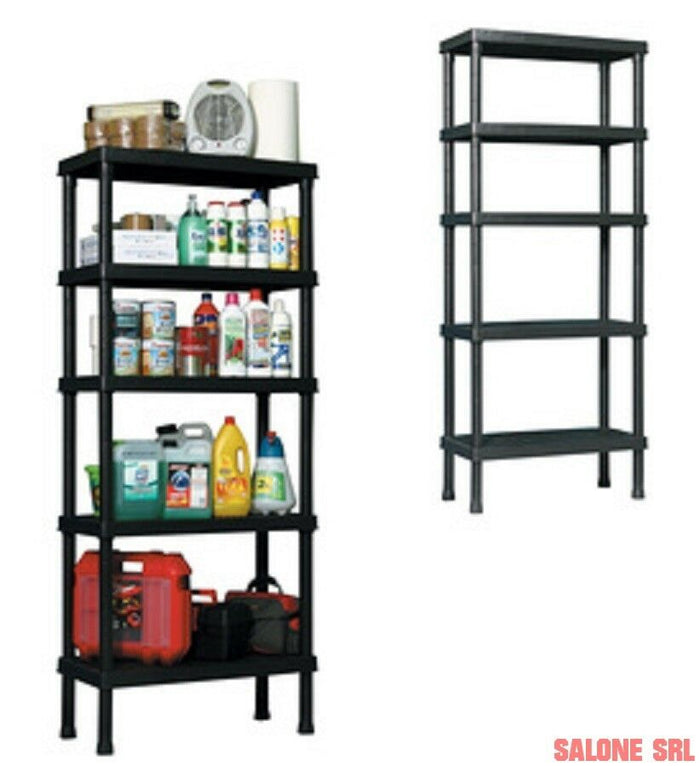 SCAFFALE IN RESINA 5 RIPIANI SCAFFALATURA PER INTERNO ED ESTERNO 90X40X188H