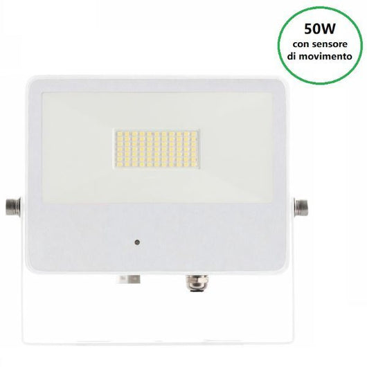 FARO PROIETTORE CON SENSORE DI MOVIMENTO LED 50W 4000K BIANCO SKY M.WAVE BENEITO