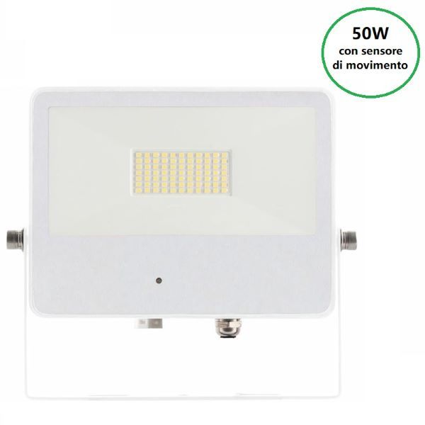 FARO PROIETTORE CON SENSORE DI MOVIMENTO LED 50W 4000K BIANCO SKY M.WAVE BENEITO