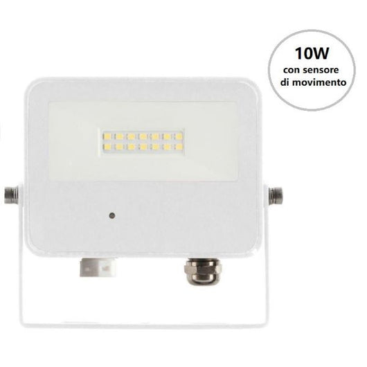 FARO PROIETTORE CON SENSORE DI MOVIMENTO LED 10W 4000K BIANCO SKY M.WAVE BENEITO