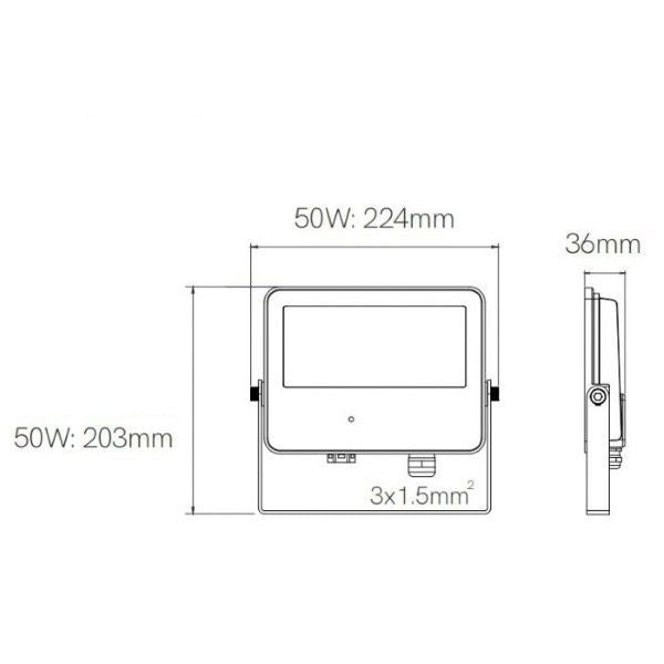 FARO PROIETTORE CON SENSORE DI MOVIMENTO LED 50W 4000K NERO SKY M.WAVE BENEITO