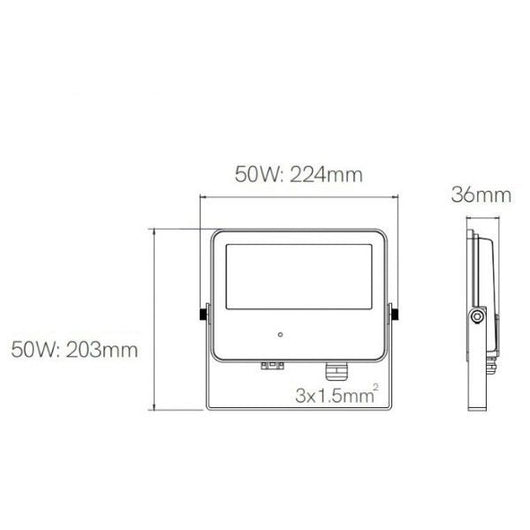 FARO PROIETTORE CON SENSORE DI MOVIMENTO LED 50W 4000K NERO SKY M.WAVE BENEITO