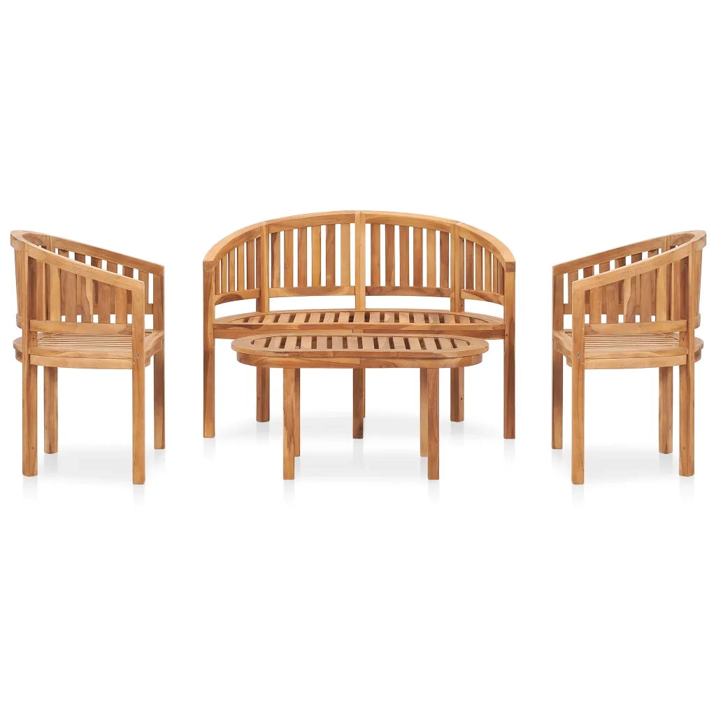Set Salotto da Giardino 4 pz Design Curvo in Massello di Teak 3059961