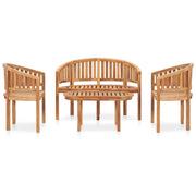 Set Salotto da Giardino 4 pz Design Curvo in Massello di Teak 3059961