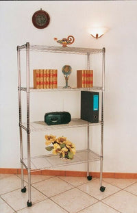 SCAFFALE AMERICA IN ACCIAIO CROMATO 4 RIPIANI 36X61X170H