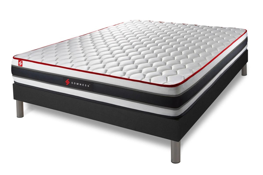 Pacchetto letto completo - Materasso 140x200cm + Box spring con doghe (kit) + 2 cuscini + Piumone - Energy