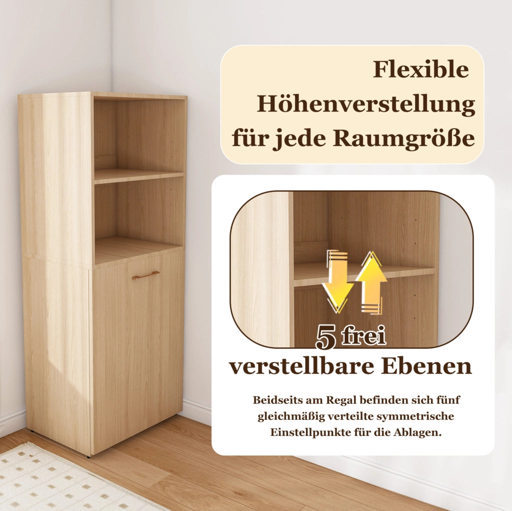Scrivania estraibile con mobile contenitore in legno naturale