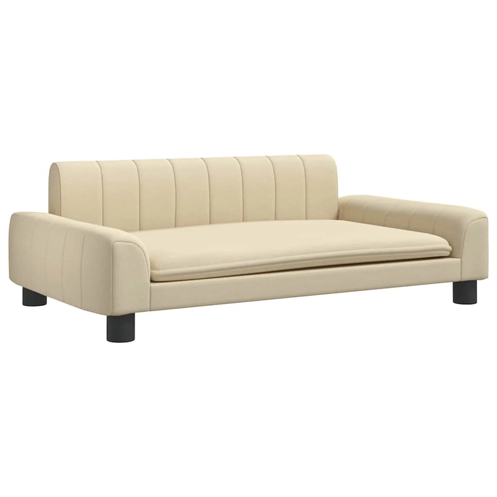 Cuccia per cani a forma di cesto comoda 90 x 53 x 30 cm tessuto color crema 02_0042989